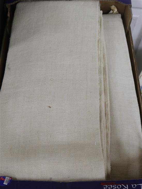 Two pairs of thick plain French Provincial linen sheets